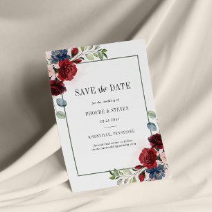 Prospectus 11,4 Cm X 14,2 Cm Budget Bourgogne Floral Rustic Enregistrer la date