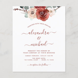 Prospectus 11,4 Cm X 14,2 Cm Budget Bourgogne Mariage Eucalyptus automne