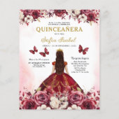 Prospectus 11,4 Cm X 14,2 Cm Budget Bourgogne Or Bilingue Espagnol Quinceanera (Dos)