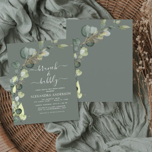 Prospectus 11,4 Cm X 14,2 Cm Budget Brunch & Bubbly Sage Green Invitation