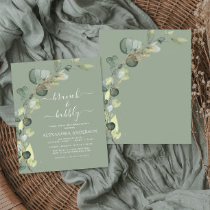 Prospectus 11,4 Cm X 14,2 Cm Budget Brunch & Bubbly Sage Green Invitation