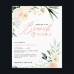 Prospectus 11,4 Cm X 14,2 Cm budget Brunch & mousseux vert pêche aquarelle<br><div class="desc">budget Brunch & bubbly vert et pêche aquarelle floral mariage invitation nuptiale douche. Partie d'une collection.</div>