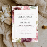 Prospectus 11,4 Cm X 14,2 Cm Budget Burgundy Pink Floral Wedding Invitation<br><div class="desc">Budget Burgundy and Blush Pink Modern and Elegant Faux Floral Watercolor Spring Wedding Invitations - includes beautiful and elegant script typography with modern botanical flowers and greenery for the special Wedding day celebration.</div>