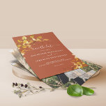 Prospectus 11,4 Cm X 14,2 Cm Budget Burnt Orange Botanical Photo Enregistrer la<br><div class="desc">BUDGET FLYER Moderne Burnt Orange Eucalyptus Verdure Photo Mariage Enregistrer la Date avec votre photo fiançailles et notre belle Californie (ouest) eucalyptus vert, verte botanique moderne lierre et typographie moderne. Élégamment moderne, mais intemporelle et classique. Parfait pour les annonces fiançailles automne ou automne. Ce design combine les éléments naturels de...</div>