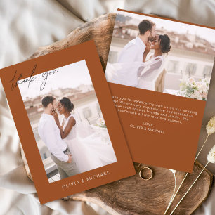 Prospectus 11,4 Cm X 14,2 Cm Budget Burnt Orange Mariage Photo Merci Cartes