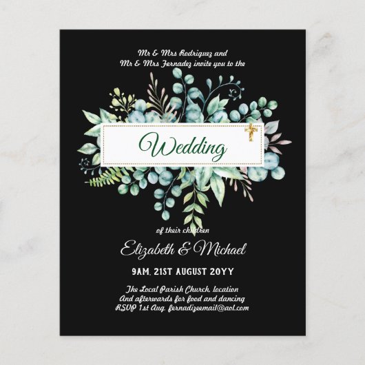 Prospectus 11,4 Cm X 14,2 Cm Budget CATHOLIQUE MARIAGE chrétien INVITATIONS ver (Devant)