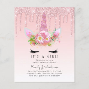 Prospectus 11,4 Cm X 14,2 Cm BUDGET C'est une fille Glittery Baby shower Unicor