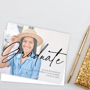 Prospectus 11,4 Cm X 14,2 Cm Budget Chic Script H Photo Graduation Party Blanc