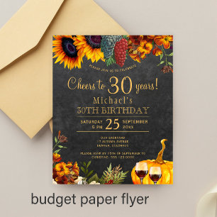 Prospectus 11,4 Cm X 14,2 Cm Budget de 30 ans rustique fête d'anniversaire des