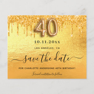 Prospectus 11,4 Cm X 14,2 Cm Budget de la parties scintillant d'or 40e annivers