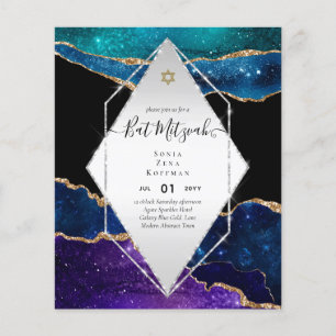 Prospectus 11,4 Cm X 14,2 Cm BUDGET DES Invitations BAT MITZVAH DE PARTIES SCIN