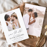 Prospectus 11,4 Cm X 14,2 Cm Budget Deux Photo Simple Enregistrer l'image Date<br><div class="desc">Budget Photo personnalisée à l'avant et à l'arrière de l'élégant et moderne Save the Date Wedding Invitations - comprend une belle et élégante typographie de script pour la célébration spéciale du mercredi.</div>
