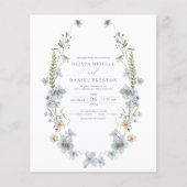Prospectus 11,4 Cm X 14,2 Cm Budget Dusty Blue Élégant Mariage Invitation (Devant)