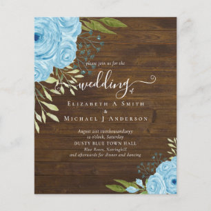 Prospectus 11,4 Cm X 14,2 Cm Budget Dusty Blue Flowers Lime Mariage