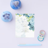 Prospectus 11,4 Cm X 14,2 Cm Budget Dusty Blue Flowers Sage Mariage (Simple)
