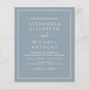Prospectus 11,4 Cm X 14,2 Cm Budget Dusty Blue Mariage avec invitation photo Fl