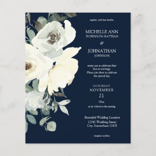 Prospectus 11,4 Cm X 14,2 Cm Budget Dusty Blue & Whi Floral Navy Mariage Circul