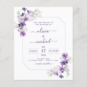 Prospectus 11,4 Cm X 14,2 Cm Budget Dusty Purple Mariage Floral verdure