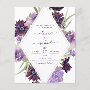 Prospectus 11,4 Cm X 14,2 Cm Budget Dusty Purple Mariage Floral verdure