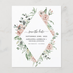 Prospectus 11,4 Cm X 14,2 Cm Budget Dusty rose Floral Enregistrer la date Invit