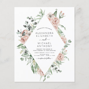 Prospectus 11,4 Cm X 14,2 Cm Budget Dusty rose Floral Faire-part de mariage