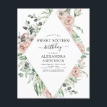 Prospectus 11,4 Cm X 14,2 Cm Budget Dusty Sweet sixteen rose fête d'anniversair<br><div class="desc">Budget Dusty rose Floral Roses et Eucalyptus Botanical Greenery Aquarelle Printemps ou Sweet sixteen d'été Invitations fête d'anniversaire - comprend belle et élégante typographie script avec des fleurs tropicales modernes et la verdure pour la fête spéciale doux 16.</div>