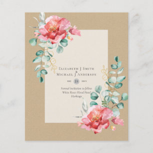 Prospectus 11,4 Cm X 14,2 Cm BUDGET ÉCONOMISER LES DATES - Roses Blanches Flora