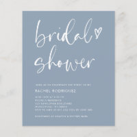 Budget Elégant Dusty Blue Bridal Shower Invitation