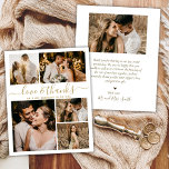 Prospectus 11,4 Cm X 14,2 Cm Budget Élégant Script Photo Mariage Flye Merci<br><div class="desc">Budget Elegant Gold et White Mariage 5 Photo Collage Merci personnalisé abordable petit budget flyer. Mariage moderne merci modèle avec cinq (5) photos sur le devant et une (1) photo sur le dos. Sur le devant du papier "Amour et merci" script de typographie dans une tourbillonnant main lettré type de...</div>