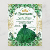 Prospectus 11,4 Cm X 14,2 Cm Budget Emerald Gold Floral Quinceanera (Devant)