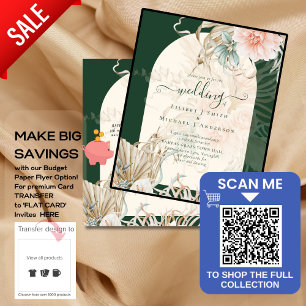 Prospectus 11,4 Cm X 14,2 Cm BUDGET Emerald Green Pampas Grass Peach Mariage