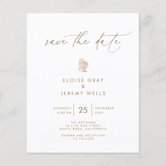 Prospectus 11,4 Cm X 14,2 Cm Budget Enregistrer la date | Flyer Bella (Devant)