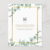 Prospectus 11,4 Cm X 14,2 Cm BUDGET Eucalyptus BABY SHOWER GOLD QR CODE INVITE (Dos)