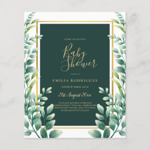 Prospectus 11,4 Cm X 14,2 Cm BUDGET Eucalyptus BABY SHOWER OR QR CODE INVITATIO