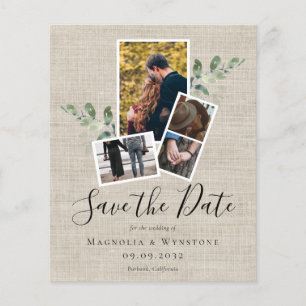 Prospectus 11,4 Cm X 14,2 Cm BUDGET Eucalyptus Burlap Mariage Enregistrer La Da