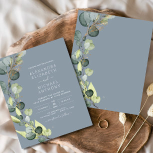 Prospectus 11,4 Cm X 14,2 Cm Budget Eucalyptus Dusty Blue Faire-part de mariage
