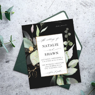 Prospectus 11,4 Cm X 14,2 Cm Budget Eucalyptus Lumineuse Or Vert Mariage Noir