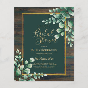 Prospectus 11,4 Cm X 14,2 Cm BUDGET Eucalyptus LUNCH DE RECEPTION Greenery Gold