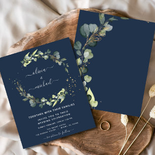 Prospectus 11,4 Cm X 14,2 Cm Budget Eucalyptus Marine Blue Wedding Invitations