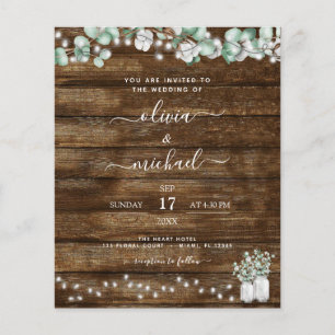Prospectus 11,4 Cm X 14,2 Cm Budget Eucalyptus Rustic Wedding Invitations