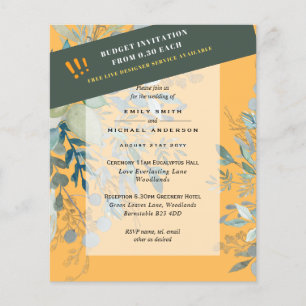 Prospectus 11,4 Cm X 14,2 Cm BUDGET EUCALYPTUS Verdure Feuilles Mariage INVITES
