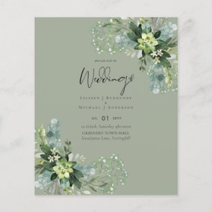 Prospectus 11,4 Cm X 14,2 Cm BUDGET Feuillage de eucalyptus pour mariage