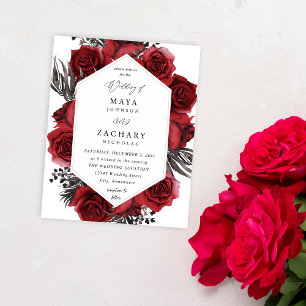 Prospectus 11,4 Cm X 14,2 Cm Budget Fleurs Rouges et Mariage Noir