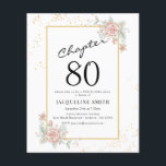 Prospectus 11,4 Cm X 14,2 Cm Budget Floral 80th Birthday Invitation<br><div class="desc">Sophisticated and elegant script birthday invitation. LOW BUDGET INVITATION FLYERS. *** PLEASE NOTE this budget option is a flyer (no envelopes included) hence the low price - The SATIN option is the thicker choice. The design has an additional text template on the rear (yes, added value!) for extra details such...</div>
