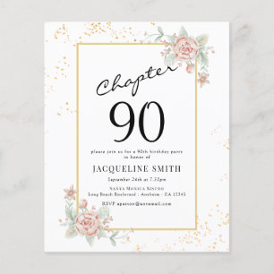 Prospectus 11,4 Cm X 14,2 Cm Budget Floral 90e anniversaire Invitation