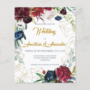 Prospectus 11,4 Cm X 14,2 Cm Budget/Floral & Verdure/Faire-part de mariage. Fly