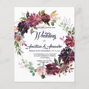 Prospectus 11,4 Cm X 14,2 Cm Budget/Floral & Verdure/Faire-part de mariage. Fly