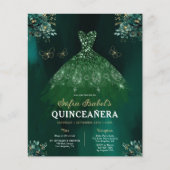 Prospectus 11,4 Cm X 14,2 Cm Budget Floral Vert Bilingue Espagnol Quinceanera (Devant)