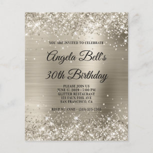 Prospectus 11,4 Cm X 14,2 Cm Budget Glittery Platinum Papier Aluminium Glam 30e