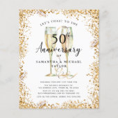 Prospectus 11,4 Cm X 14,2 Cm Budget Gold 50e anniversaire Mariage Invitation (Devant)